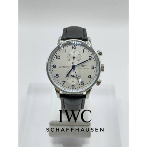 IWC 포르투기스 흰판 블루핸즈 은장 가죽밴드 시계 40미리 (국내공장 AS가능)