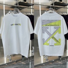 오프화이트 자수로고 시그니처 라운드 반팔티
