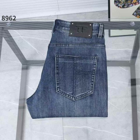 톰포드 스트레이트 블랙패치 데님 팬츠