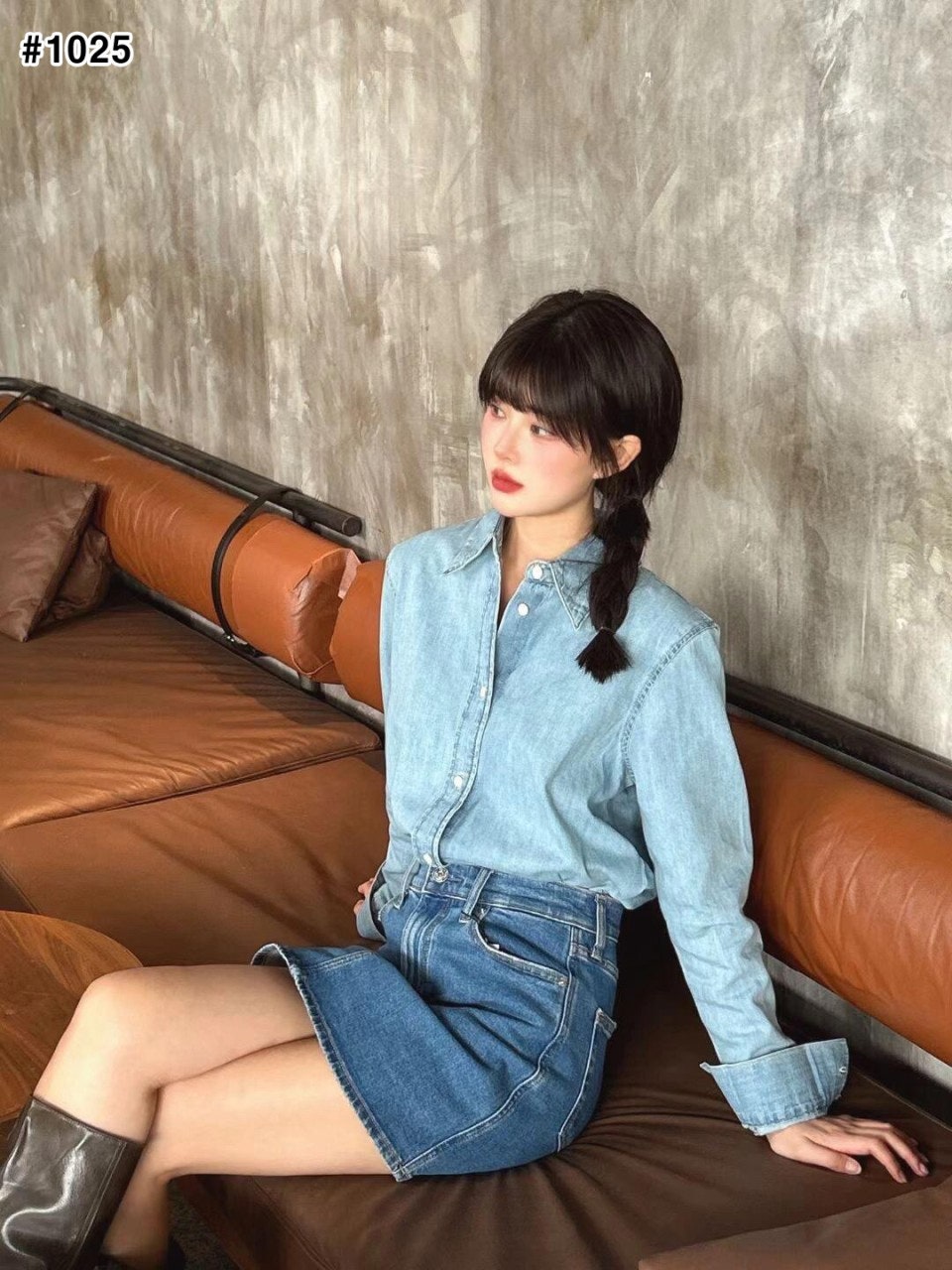 켈빈 클라인 여성 컴포트 스트레치 데님 미니 스커트