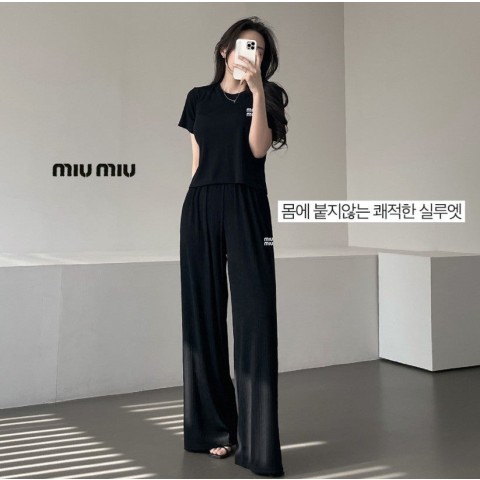 미우미우 링클 찰랑 바지셋업 (2color) -20323