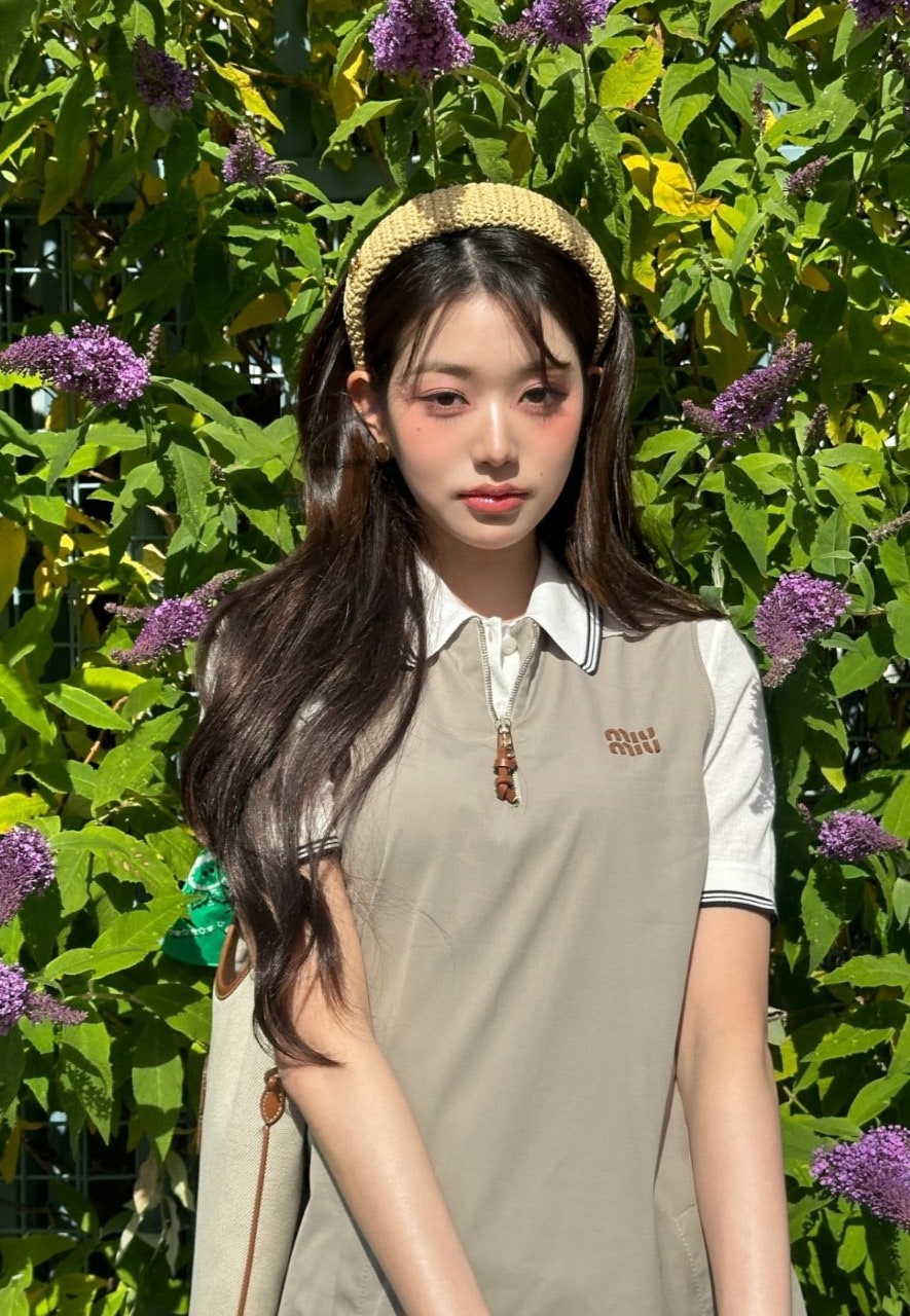 미우미우 여성 장원영 피케 원피스